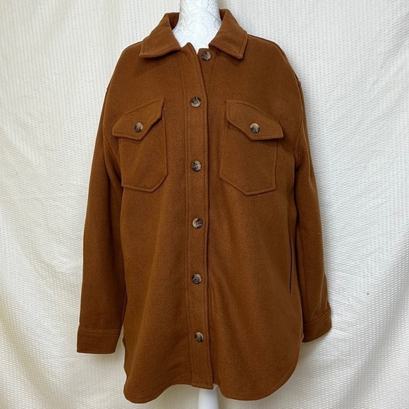 RDI Cognac Brown Textured Knit Shirt Jacket - Size Large, NWT - Picture 6 of 13